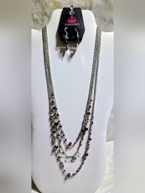 Paparazzi Silver Multi-Strand Pink Beaded Necklace Set